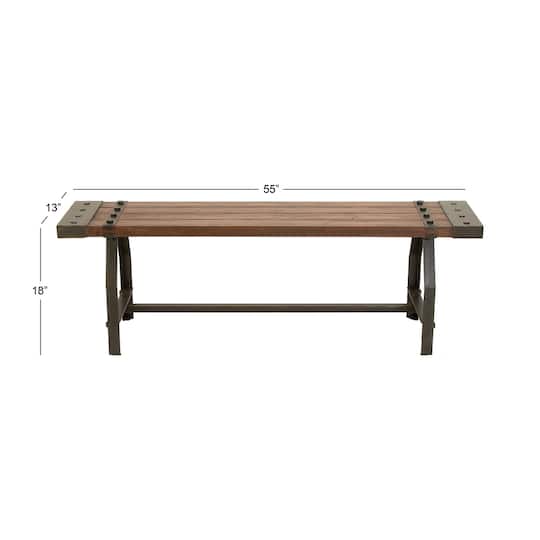 Brown Iron & Wood Industrial Bench
